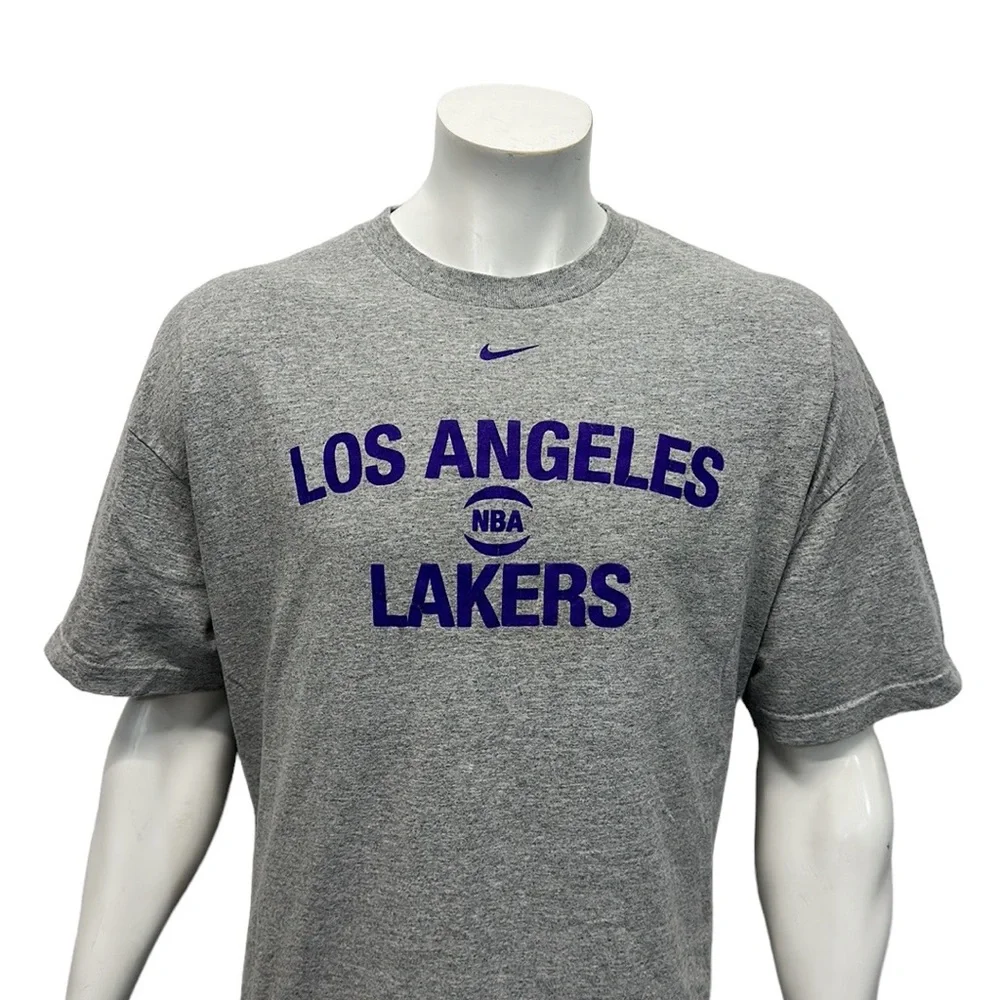 Vintage Nike Team Los Angeles Lakers Center Check #61 Gray Purple T-Shirt Tee XL